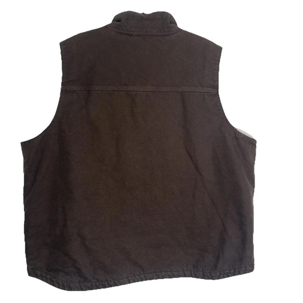 CARHARTT Sherpa Lined Vest Brown Kacey Dutton Ranch 2XL Canvas Work 0V4277M Duck
